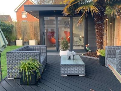 Garden Room In Peterborough, With Composite Decking For Outdoor Seating Area