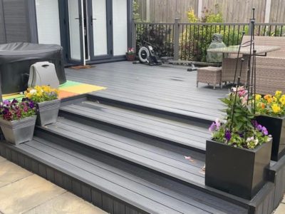 Decking Area Dark Grey With Steps
