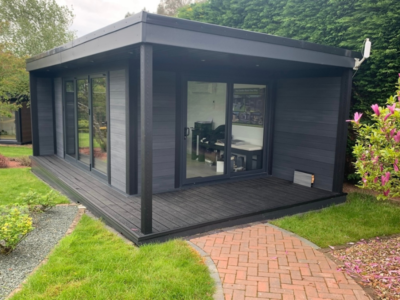Side Canopy On Dark Grey And Black Garden Room